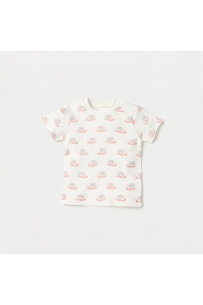 Juniors All-Over Snail Print T-shirt and Pyjama Set