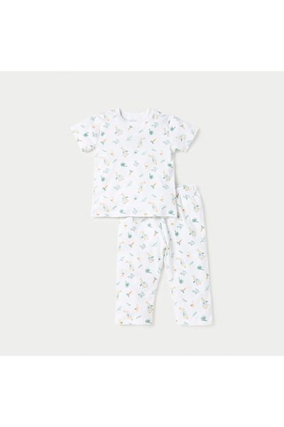 Juniors All-Over Bunny Print Short Sleeve T-shirt and Elasticated Pyjama Set