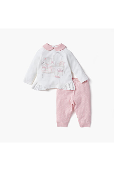 giggles Bear Print Top and Pyjama Set