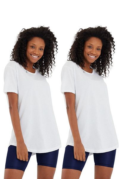 COOL TARZ White 2 Pack Regular/Normal Cut Dirty Collar Short Sleeve Non-Showing Women's T-Shirt