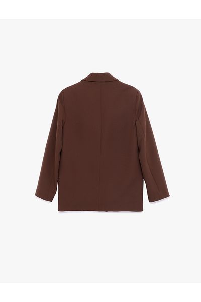 Koton Oversized Double Breasted Blazer Jacket with Long Sleeves and Pocket Detail
