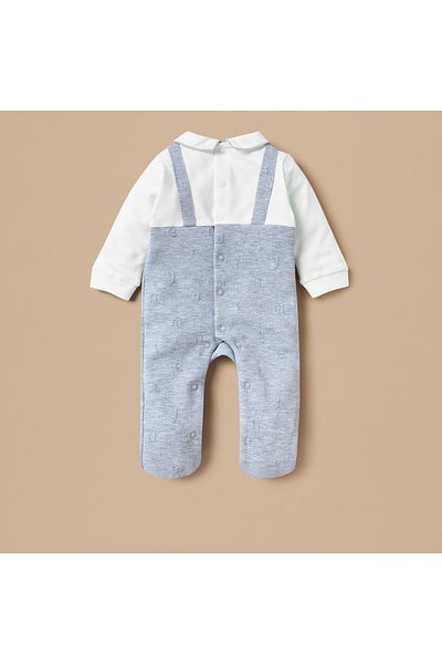 Juniors Jacquard Sleepsuit with Star Applique and Long Sleeves