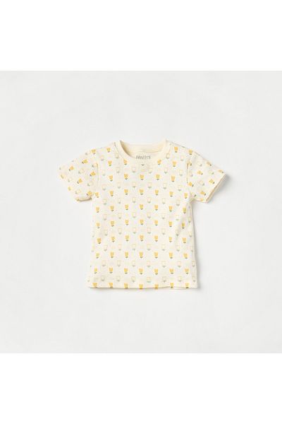 Juniors All-Over Floral Print Short Sleeve T-shirt and Pyjama Set