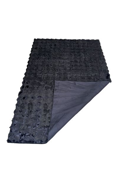 OEM Covor pufos imitație blană de iepure 3D negru CFF141