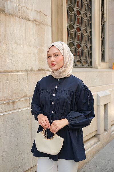 LOCCO Women's Stoned Tunic Navy Blue