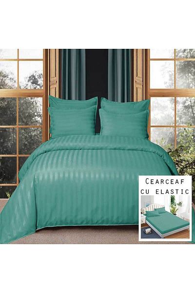 Patul Damask Linen, Fitted Sheet, Sulphur, 2 Persons, Double Bed, 6 Pieces