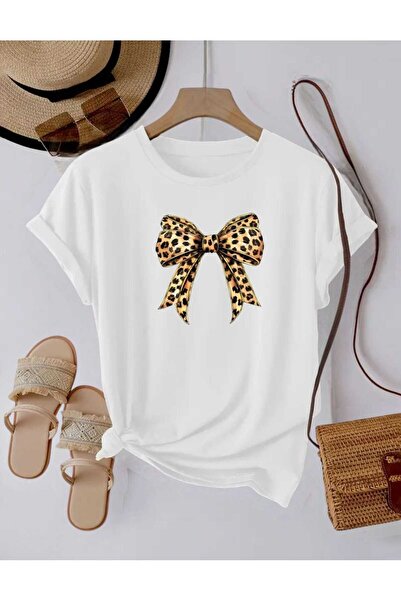 TekTarzz Модерна тениска с леопардов принт на панделка