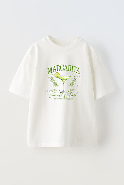 Anetos Μπλουζάκι Margarita 1 Pre με τύπωμα Cotton White oversized