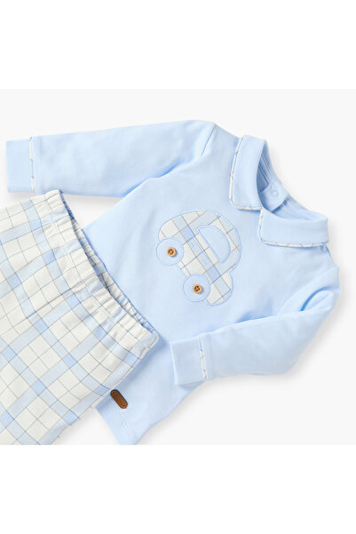 giggles Juniors Car Applique T-shirt and Checked Pyjama Set