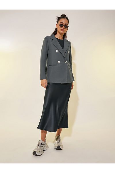 Styli Solid Long Sleeve Regular Fit Blazer