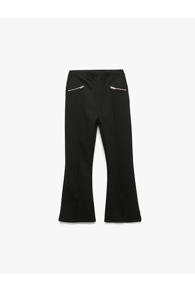 Koton Zipper Detailed Viscose Blended Wide Leg Trousers