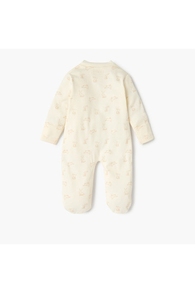 giggles Bunny Print Closed Foot Sleepsuit with Button Closure