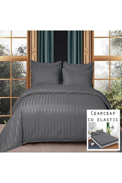Patul Damask Linen, Fitted Sheet, Sulphur, 2 Persons, Double Bed, 6 Pieces