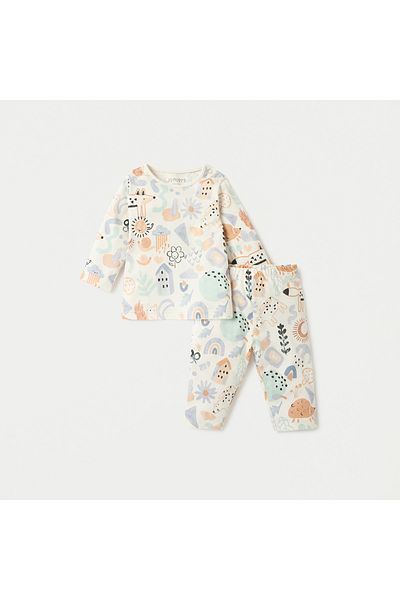 Juniors Printed Long Sleeves T-shirt and Pyjama Set