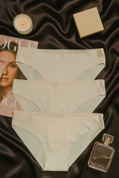 İntive Lingerie Set de 3 chiloți fără cusături din piele pentru femei – lenjerie de corp din microfibră fără urme