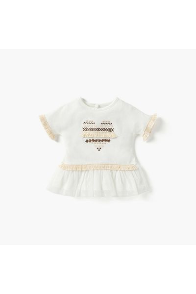 Juniors Embroidered Top and Pyjama Set