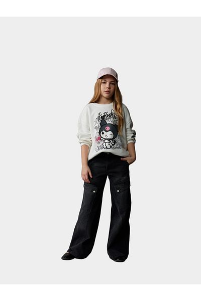 DeFacto Kids White Printed long sleeves Hoodie Sweatshirts