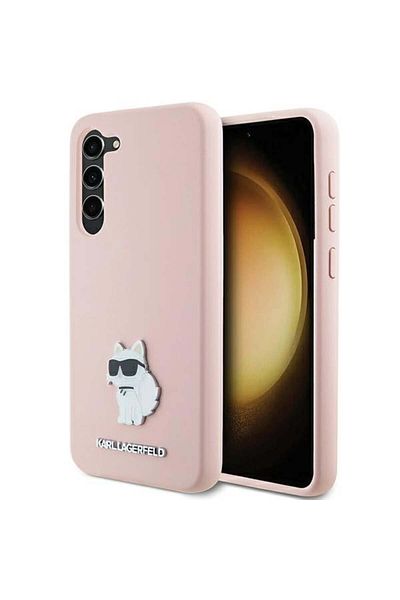 Karl Lagerfeld Carcasă pentru Samsung Galaxy S23 Plus - Karl Lagerfeld Silicon Premium - Pin metalic Choupette roz