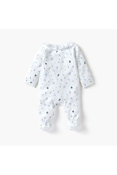 Juniors Floral Print Closed Feet Sleepsuit with Long Sleeves and Zip Closure