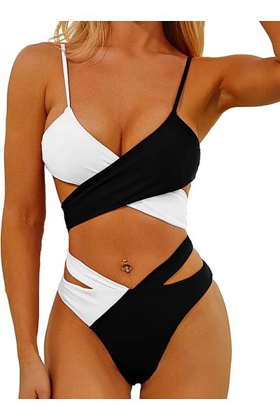 TOFERN Women's 2-piece swimsuit, elegant, cross-pattern, bandage, sexy, bikini, push-up