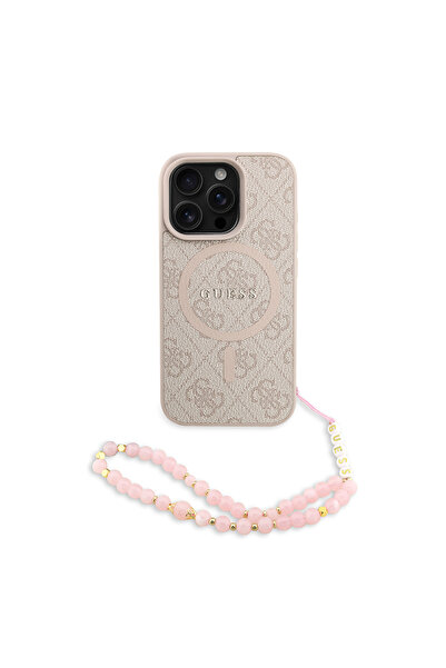 Guess iPhone 16 Pro Max Uyumlu Kılıf Lisanslı M-safe Uyumlu Bilek Askı İpli Y...