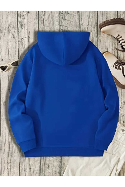 caddekombin Hanorac albastru din bumbac cu buzunar cu glugă cu imprimeu Gamer