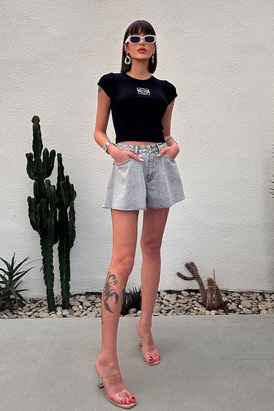 New Now BLUZĂ CAMISĂ CU MÂNERĂ SCURTĂ BORDATĂ