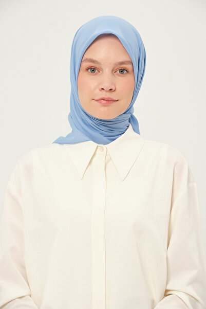 Madame Polo Eșarfă pătrată din șifon simplu, albastru bebeluș, țesătură anti-alunecare, respirabilă, 90x90 cm