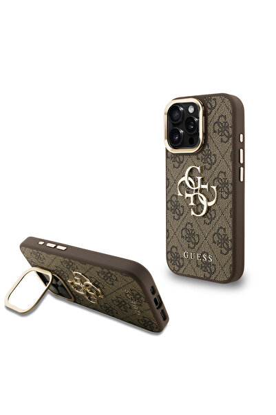 Guess iPhone 15 Pro Max Uyumlu Kılıf Lisanslı Metal 4G ve Yazı Logolu Kamera ...