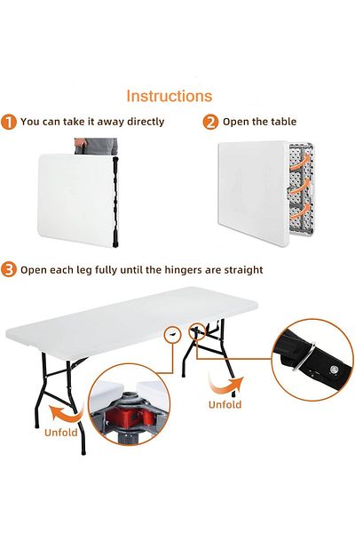 Türkiye 6 ft Folding Tables Outdoor Rectangle Table HDPE Foldable Party Dining Rental Plastic Portable Campi