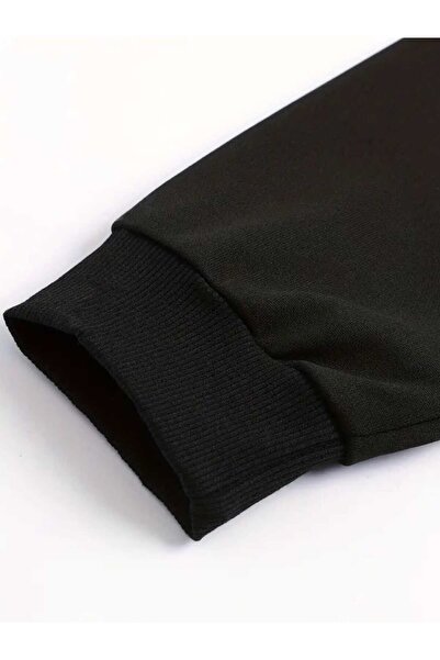 caddekombin Gamer Baskılı Kapüşonlu Cepli Pamuklu Siyah Sweashirt