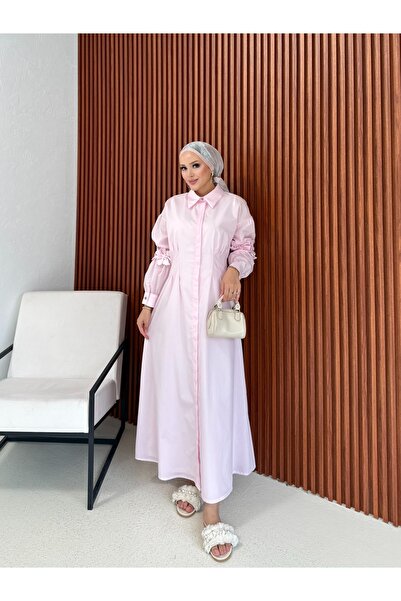 Melike Tatar Φόρεμα ποπλίνα με λεπτομέρεια λουλουδιών 32-2377