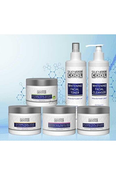 Silky Cool مجموعة التبييض الفاخرة تحتوي على 6 عوامل تبييض لبشرة ناعمة وأكثر ش...
