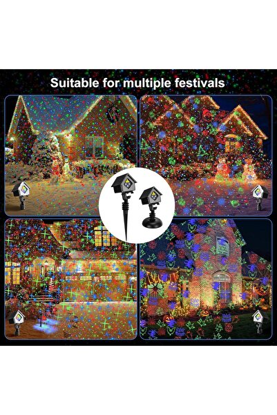 KOVMATİK 6 Temalı Uzaktan Kumandalı Lazer Projektör Işığı – Dış Mekan İçin Öz...