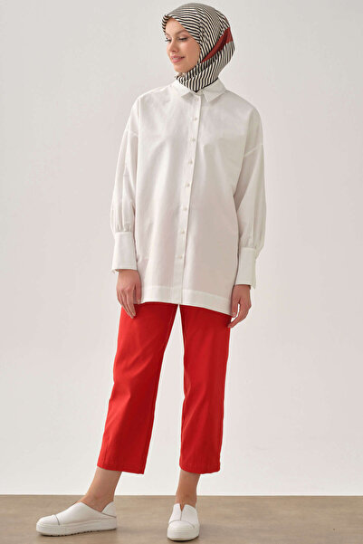 Tuğba Paçası Pensli Pantolon - Mercan