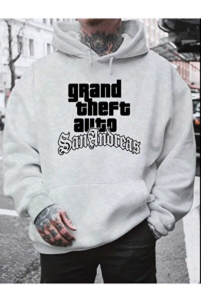 caddekombin Hanorac cu glugă cu imprimeu GTA San Andreas, gri, cu buzunar și ...