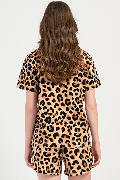 VİENETTA Women's Cotton Collar All Button Short Sleeve Shorts Pajamas Suit , 409103