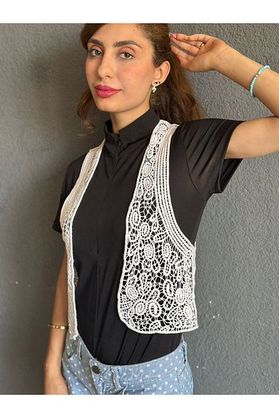 Gönülden Tasarım Lace Machine Embroidery Women's Vest