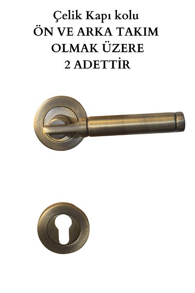 HOBİDABİ Antique Antique Steel Door Handle 2 Pieces Yale Exterior Door Handle Bora Antique Badge Front and Rear Set