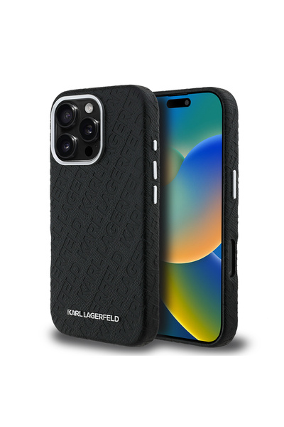 Karl Lagerfeld iPhone 16 Pro Uyumlu Kılıf Karl Lagerfeld Lisanslı PU Deri Dam...
