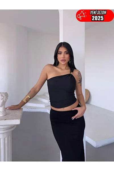 StilVibe Single Shoulder Buckle Sandy Blouse