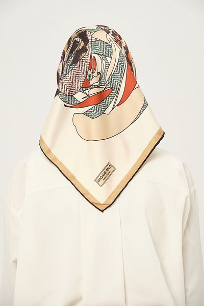 Madame Polo Τυπωμένο μαντίλι Rayon Πολύχρωμο μοτίβο χωρίς τσαλακώματα