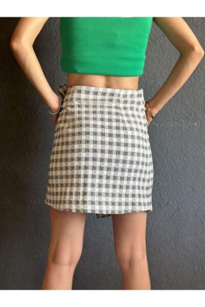 Gönülden Tasarım Plaid Side Tie Sports Skirt