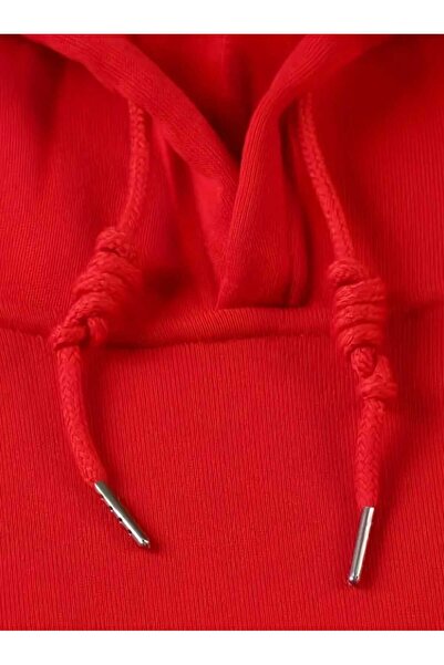 caddekombin Κόκκινο φούτερ με κουκούλα με στάμπα Gamer με τσέπη από βαμβάκι