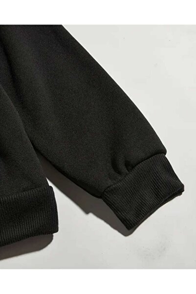 caddekombin Φούτερ με κουκούλα με στάμπα λουλουδιών, μαύρο φούτερ με τσέπες και επένδυση από μαλλί