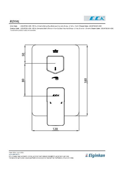 Eca Royal Ankanstre Bathroom Faucet Surface Mounted 2 Way