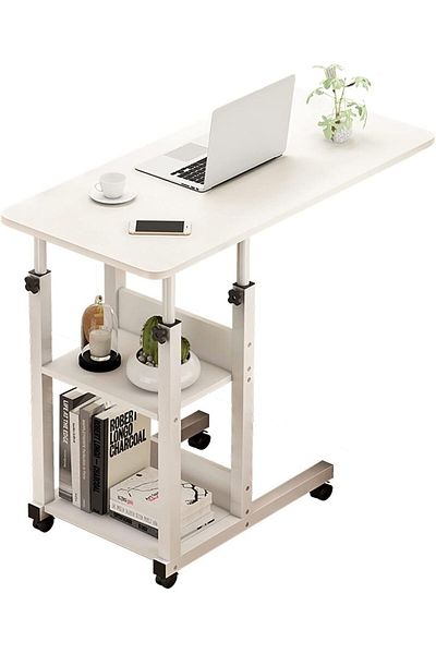 Türkiye Side Table Sofa Side Table, Computer Desk with Wheels, Reading Desk Breakfast Table for Bedside Home