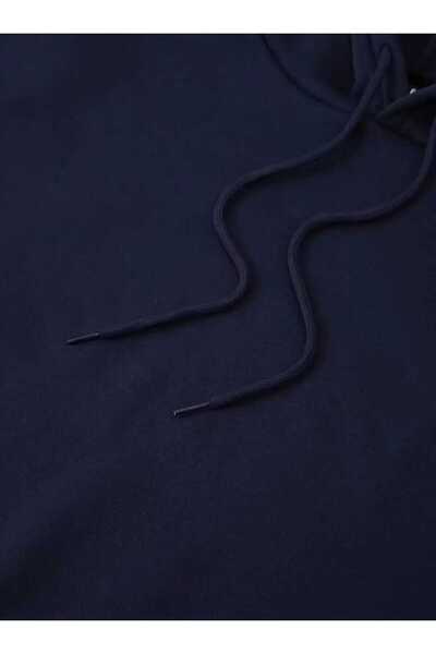 caddekombin Φούτερ με κουκούλα με στάμπα κιθάρας, με μάλλινη επένδυση εσωτερικά και τσέπες, σε μπλε ναυτικό χρώμα