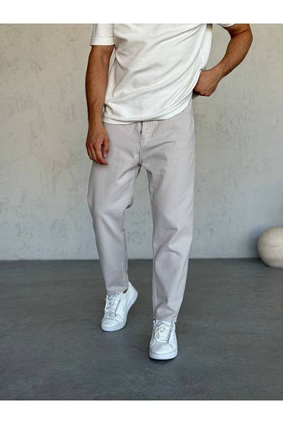 Gambocci Men's Comfortable Fit Boyfriend High Waist Pants