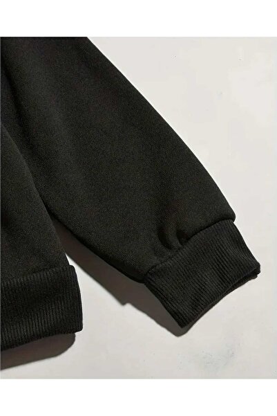 caddekombin Μαύρο φούτερ με κουκούλα με στάμπα θεραπείας βιβλίων, με τσέπη και εσωτερικό μάλλινο επένδυση